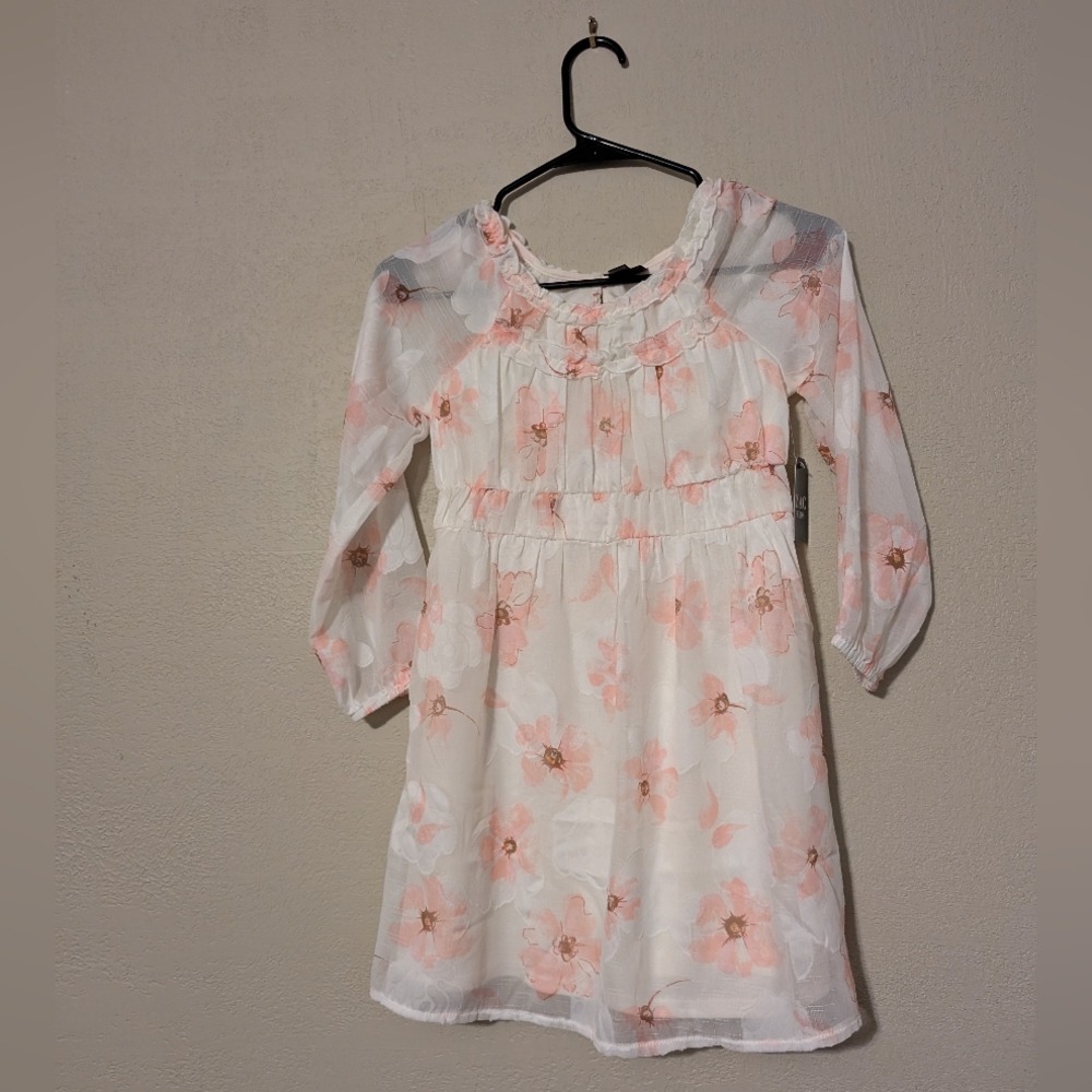 Adorable Floral Kids Dress in Pink and White